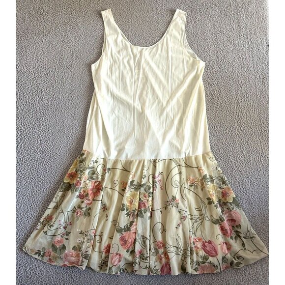 Vintage 70s Slip Dress Lingerie Sheer Floral Tier Cream Ivory Pink - Picture 2 of 13